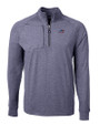 Carolina Panthers Americana Cutter & Buck Adapt Eco Knit Heather Mens Quarter Zip Pullover Navy Blue Heather Mannequin