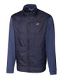 Carolina Panthers Americana Cutter & Buck Stealth Hybrid Quilted Mens Full Zip Windbreaker Jacket Liberty Navy Mannequin