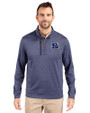 Cincinnati Bengals Americana Cutter & Buck Stealth Heathered Quarter Zip Mens Pullover Liberty Navy Front
