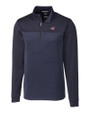 Carolina Panthers Americana Cutter & Buck Traverse Stretch Eco Stripe Quarter Zip Mens Pullover Liberty Navy Mannequin