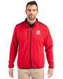 Green Bay Packers Americana Cutter & Buck Cascade Epic Comfort Recycled Sherpa Fleece Mens Big & Tall Full Zip Jacket Red/Navy Blue Front