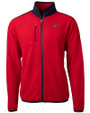 Carolina Panthers Americana Cutter & Buck Cascade Eco Fleece Mens Full Zip Jacket Red/Navy Blue Mannequin