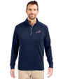 Buffalo Bills Americana Cutter & Buck Adapt Eco Knit Stretch Recycled Mens Big and Tall Quarter Zip Pullover Navy Blue Front