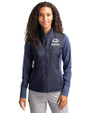 Green Bay Packers Americana Cutter & Buck Stealth Hybrid Quilted Womens Full Zip Windbreaker Jacket Liberty Navy Front