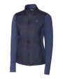 Carolina Panthers Americana Cutter & Buck Stealth Hybrid Quilted Womens Full Zip Windbreaker Jacket Liberty Navy Mannequin