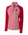 Green Bay Packers Americana Cutter & Buck Forge Tonal Stripe Stretch Half Zip Womens Top Cardinal Red Mannequin