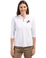 Detroit Lions Americana Cutter & Buck Virtue Recycled Featherlight Pique Womens Half Zip Hooded Pullover White Front