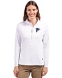 Atlanta Falcons Americana Cutter & Buck Adapt Recycled Soft Knit Stretch Womens Half Zip Pullover White Front