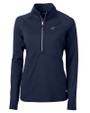 Carolina Panthers Americana Cutter & Buck Adapt Eco Knit Stretch Recycled Womens Half Zip Pullover Navy Blue Mannequin