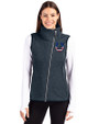 Indianapolis Colts Americana Cutter & Buck Mainsail Sweater Knit Womens Asymmetrical Vest Liberty Navy Heather Front