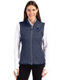 Miami Dolphins Americana Cutter & Buck Mainsail Sweater Knit Womens Full Zip Vest Liberty Navy Heather Front