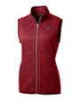 Carolina Panthers Americana Cutter & Buck Mainsail Sweater Knit Womens Full Zip Vest Cardinal Red Heather Mannequin