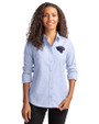 Jacksonville Jaguars Americana Cutter & Buck Stretch Oxford Womens Long Sleeve Dress Shirt Light Blue Front