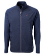 Carolina Panthers Americana Cutter & Buck Adapt Eco Knit Hybrid Recycled Mens Full Zip Jacket Navy Blue Mannequin