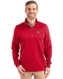 Carolina Panthers Americana Cutter & Buck Traverse Recycled Smooth Stretch Mens Quarter Zip Pullover Red Front