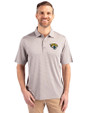 Jacksonville Jaguars Cutter & Buck Forge Pencil Stripe Stretch Mens Polo Polished Medium Gray Front