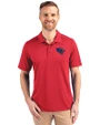 Jacksonville Jaguars Americana Cutter & Buck Prospect Eco Textured Stretch Recycled Mens Short Sleeve Polo Red Front