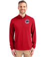 Chicago Cubs Stars & Stripes Cutter & Buck Virtue Eco Pique Recycled Quarter Zip Mens Pullover Red Front