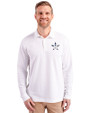 Houston Astros Stars & Stripes Cutter & Buck Advantage Eco Tri-Blend Pique Mens Long Sleeve Polo White Front