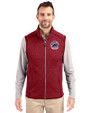 Chicago Cubs Stars & Stripes Cutter & Buck Mainsail Sweater-Knit Mens Full Zip Vest Cardinal Red Heather Front