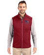 New York Giants Americana Cutter & Buck Mainsail Sweater-Knit Mens Full Zip Vest Cardinal Red Heather Front