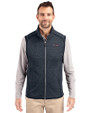 Baltimore Ravens Americana Cutter & Buck Mainsail Sweater-Knit Mens Full Zip Vest Liberty Navy Heather Front
