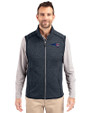New England Patriots Americana Cutter & Buck Mainsail Sweater-Knit Mens Full Zip Vest Liberty Navy Heather Front