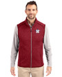 Houston Astros Stars & Stripes Cutter & Buck Mainsail Sweater-Knit Mens Full Zip Vest Cardinal Red Heather Front
