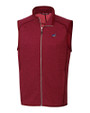 Carolina Panthers Americana Cutter & Buck Mainsail Sweater-Knit Mens Full Zip Vest Cardinal Red Heather Mannequin