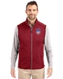 New York Mets Stars & Stripes Cutter & Buck Mainsail Sweater-Knit Mens Full Zip Vest Cardinal Red Heather Front
