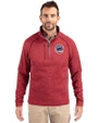 Chicago Cubs Stars & Stripes Cutter & Buck Mainsail Sweater-Knit Mens Half Zip Jacket Cardinal Red Heather Front