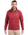Los Angeles Angels Stars & Stripes Cutter & Buck Mainsail Sweater-Knit Mens Half Zip Pullover Jacket Cardinal Red Heather Front