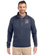 Detroit Tigers Stars & Stripes Cutter & Buck Mainsail Sweater-Knit Mens Half Zip Pullover Jacket Liberty Navy Heather Front