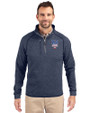 New York Mets Stars & Stripes Cutter & Buck Mainsail Sweater-Knit Mens Half Zip Pullover Jacket Liberty Navy Heather Front