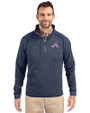 Atlanta Braves Stars & Stripes Cutter & Buck Mainsail Sweater-Knit Mens Half Zip Pullover Jacket Liberty Navy Heather Front