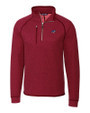 Carolina Panthers Americana Cutter & Buck Mainsail Sweater-Knit Mens Half Zip Pullover Jacket Cardinal Red Heather Mannequin