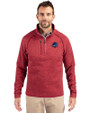 Miami Dolphins Americana Cutter & Buck Mainsail Sweater-Knit Mens Half Zip Pullover Jacket Cardinal Red Heather Front