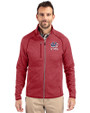 New York Yankees Stars & Stripes Cutter & Buck Mainsail Sweater-Knit Mens Full Zip Jacket Cardinal Red Heather Front