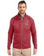 Cleveland Guardians Stars & Stripes Cutter & Buck Mainsail Sweater-Knit Mens Full Zip Jacket Cardinal Red Heather Front