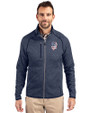 San Francisco Giants Stars & Stripes Cutter & Buck Mainsail Sweater-Knit Mens Full Zip Jacket Liberty Navy Heather Front