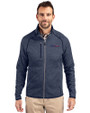 San Francisco 49ers Americana Cutter & Buck Mainsail Sweater-Knit Mens Full Zip Jacket Liberty Navy Heather Front