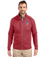 Seattle Mariners Stars & Stripes Cutter & Buck Mainsail Sweater-Knit Mens Full Zip Jacket Cardinal Red Heather Front