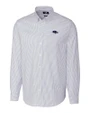 Baltimore Ravens Americana Cutter & Buck Stretch Oxford Stripe Mens Long Sleeve Dress Shirt Light Blue Mannequin