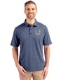 Milwaukee Brewers Stars & Stripes Cutter & Buck Forge Heathered Stretch Mens Polo Indigo Heather Front