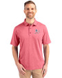 Athletics Stars And Stripes Cutter & Buck Forge Heathered Stretch Mens Polo Cardinal Red Heather Front