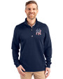 New York Yankees Stars & Stripes Cutter & Buck Traverse Stretch Eco Quarter Zip Mens Big and Tall Pullover Liberty Navy Front