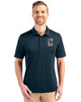 Cleveland Guardians Stars & Stripes Cutter & Buck Prospect Eco Textured Stretch Recycled Mens Big & Tall Polo Navy Blue Front