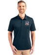 New York Yankees Stars & Stripes Cutter & Buck Prospect Eco Textured Stretch Recycled Mens Big & Tall Polo Navy Blue Front