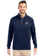 Atlanta Braves Stars & Stripes Cutter & Buck Adapt Eco Knit Stretch Recycled Mens Big and Tall Quarter Zip Pullover Navy Blue Front
