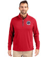 Chicago Cubs Stars & Stripes Cutter & Buck Adapt Eco Knit Stretch Recycled Mens Big and Tall Quarter Zip Pullover Red Front